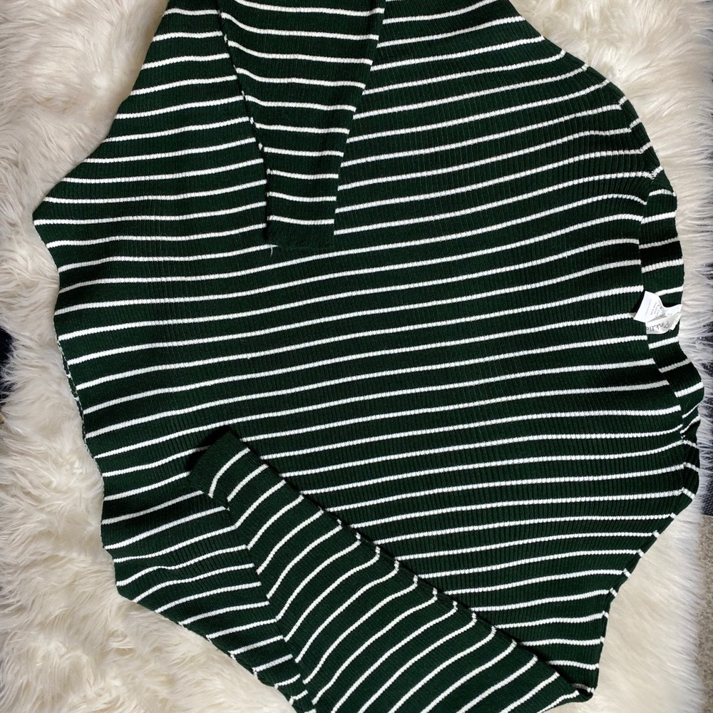 Scrunched Sleeve Stripped Sweater